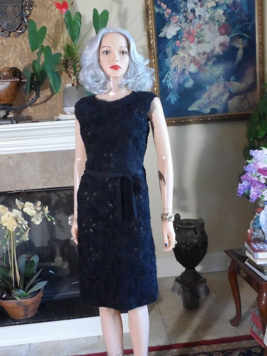 Lanvin Dresses & Skirts - Lanvin Été 2004 Black Silk Rosette Sheath Dress Size FR 40 US 8